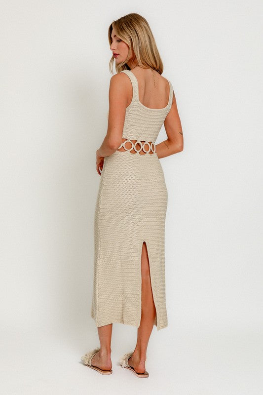 Circle In The Sand Cut Out Crochet Midi Dress