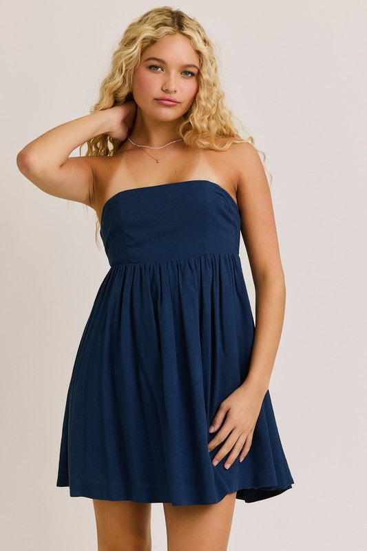 navy blue tube dress Ceci Tube Mini Dress