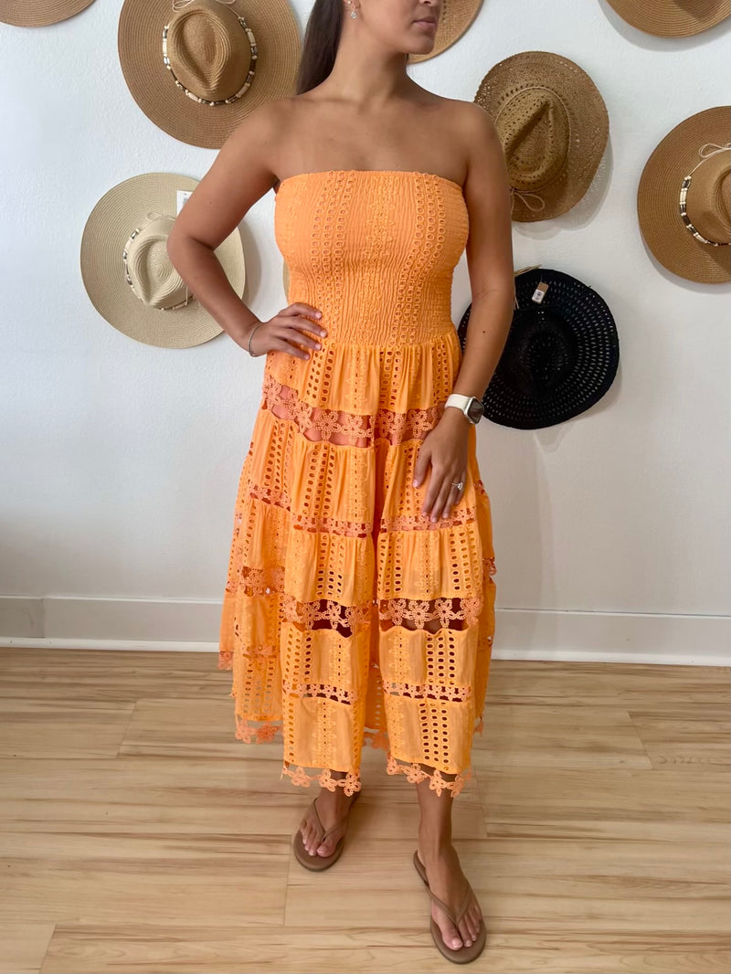 Capri Clementine Eyelet Midi Dress – Pineapple Lain Boutique