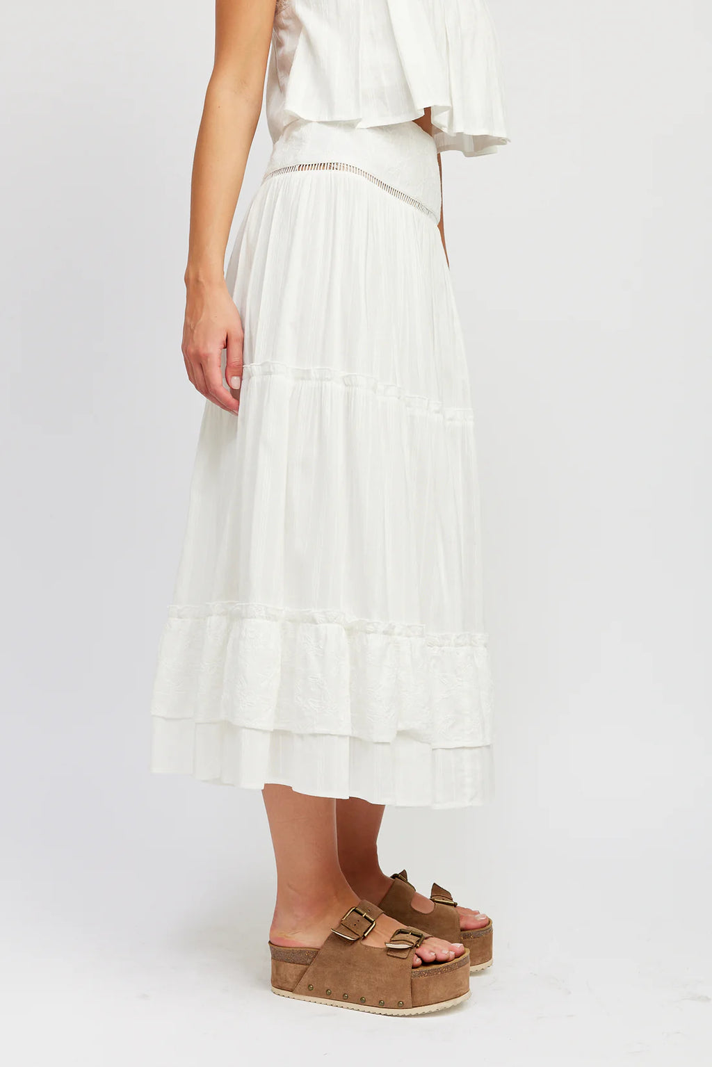 Jacquie The Label Naomi Embroidered Maxi Skirt