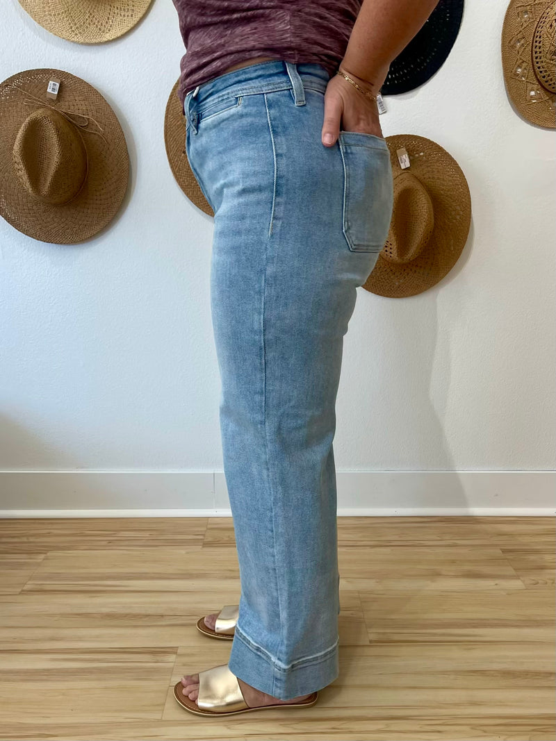 Risen High Rise Cropped Wide Leg Jeans - Light – Pineapple Lain