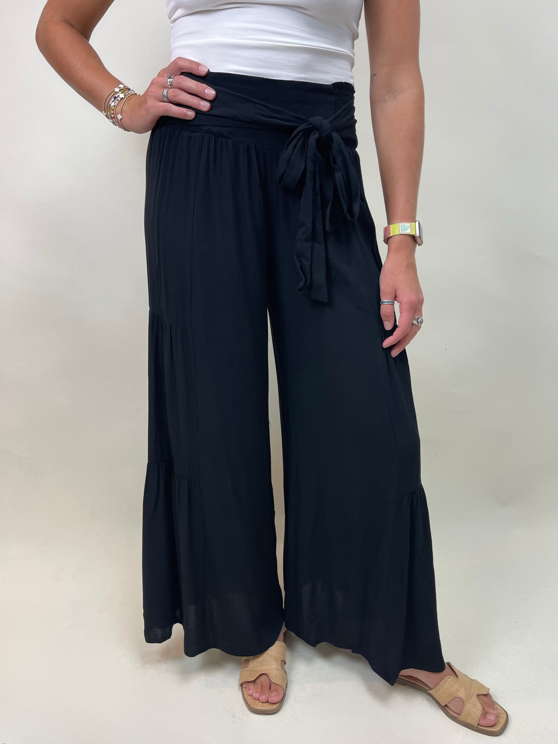 Triple Tiered Wide Leg Pants - Black – Pineapple Lain Boutique