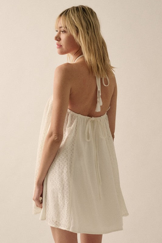 Lux White Halter Mini Dress