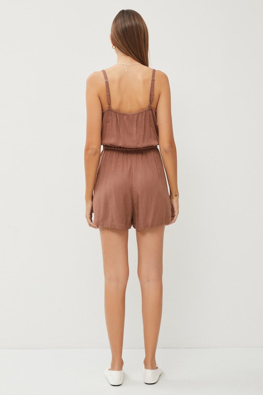 Going For Comfort Cami Romper - Brown