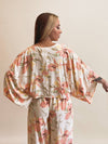 Tropical Floral Crop Kimono - Sunkist Orange