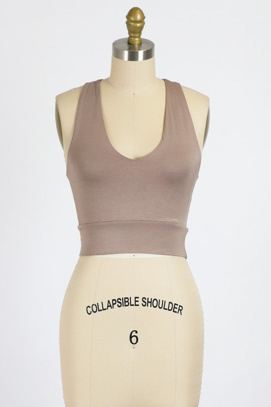 Final Touch Racer Back Cropped Top - Mocha