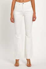 Risen Denim High Rise Flare Jeans - White