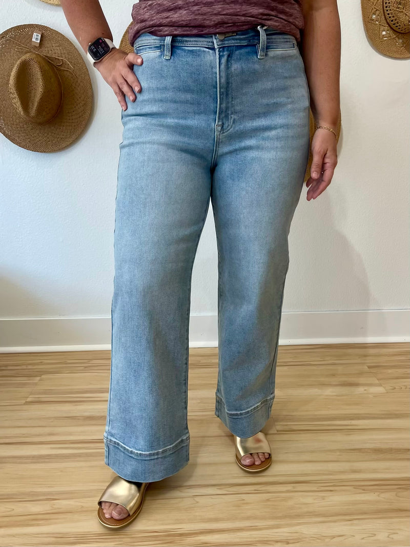 Risen High Rise Cropped Wide Leg Jeans - Light – Pineapple Lain