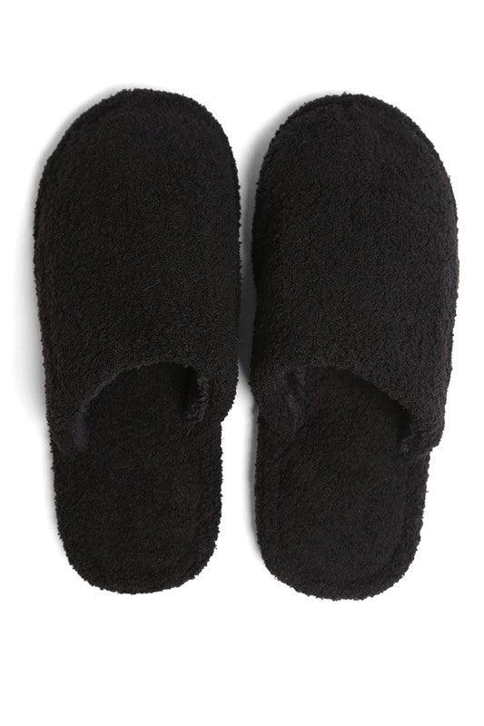 Fuzzy Slippers - Black – Pineapple Lain Boutique
