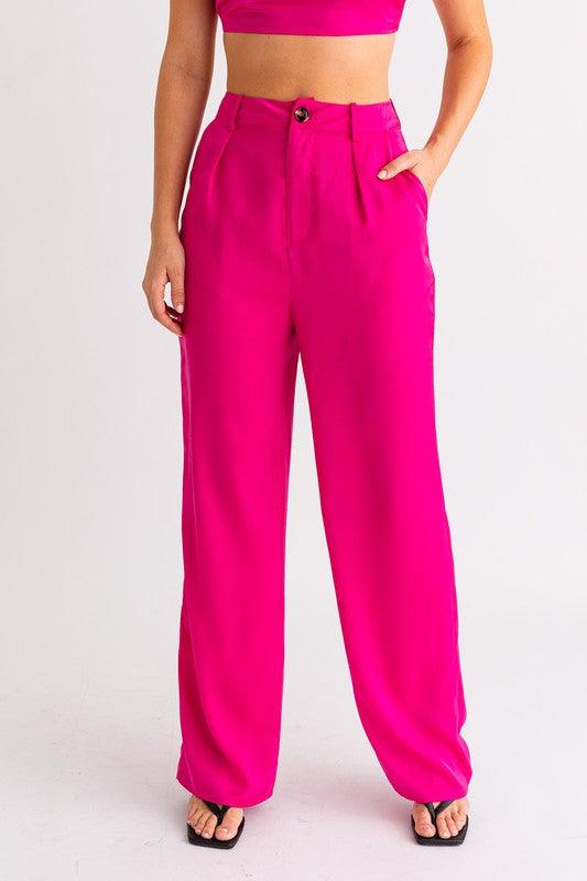 Hot Pink Satin Trouser – Pineapple Lain Boutique