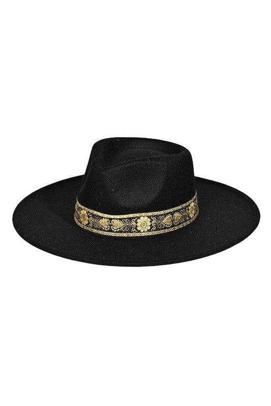 Lincoln Embroidered Fedora Hat - Black – Pineapple Lain Boutique display picture 1