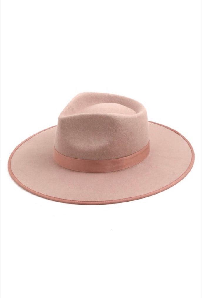 Mychale Flat Brim Fedora Hat - Mauve - Pineapple Lain Boutique