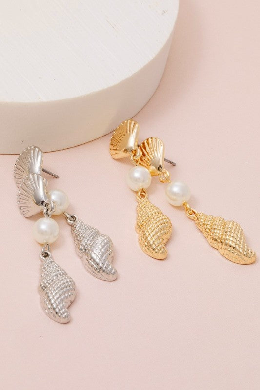 Seashell Stroll Earrings Gold – Pineapple Lain Boutique