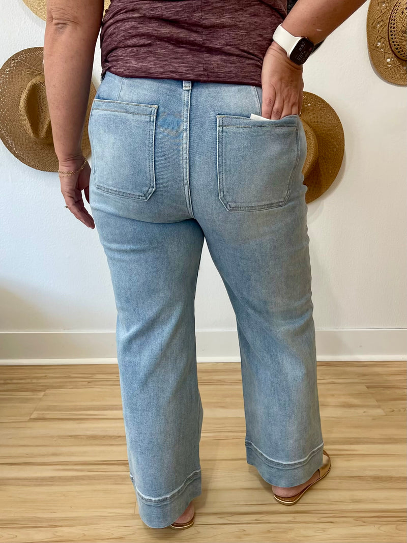 Risen High Rise Cropped Wide Leg Jeans - Light – Pineapple Lain