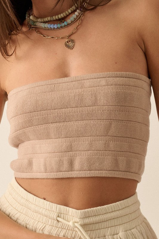Dayna Ribbed Knit Tube Top - Taupe