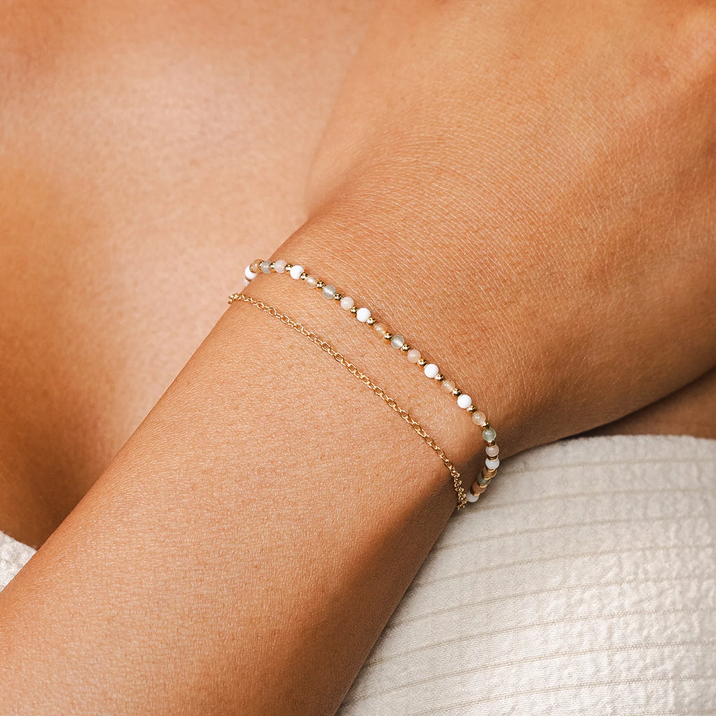 Lotus & Luna 2mm healing layered bracelet with gold accents and healing stones