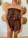 (Elan)Strapless Romper – Brown