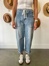 Risen High Rise Cropped Barrel Cargo Pocket Jeans
