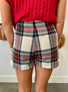 Good Tidings Plaid Skort - White