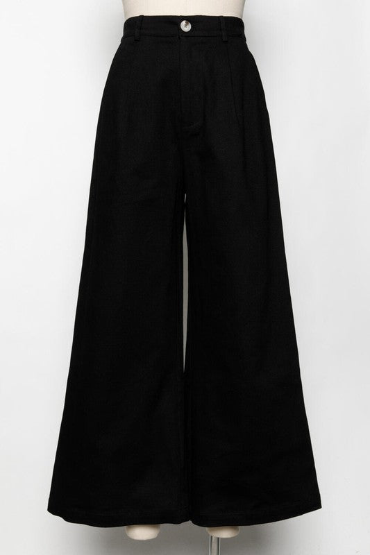 Final Touch Cropped Wide Leg Trousers - Black