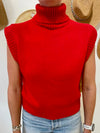 Noël Knit Cropped Turtleneck - Red