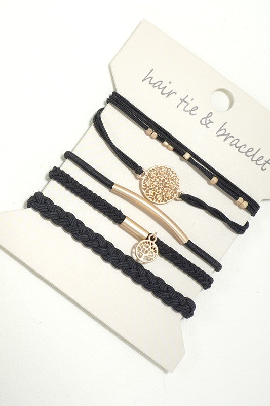 Hair Ties Bracelets Set Bohemian- NEW Yoga Hair Tie-buddha Bracelets Set-hair Tie Bracelets  main image 4