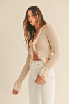 Pippa Frilly Cardigan - Taupe