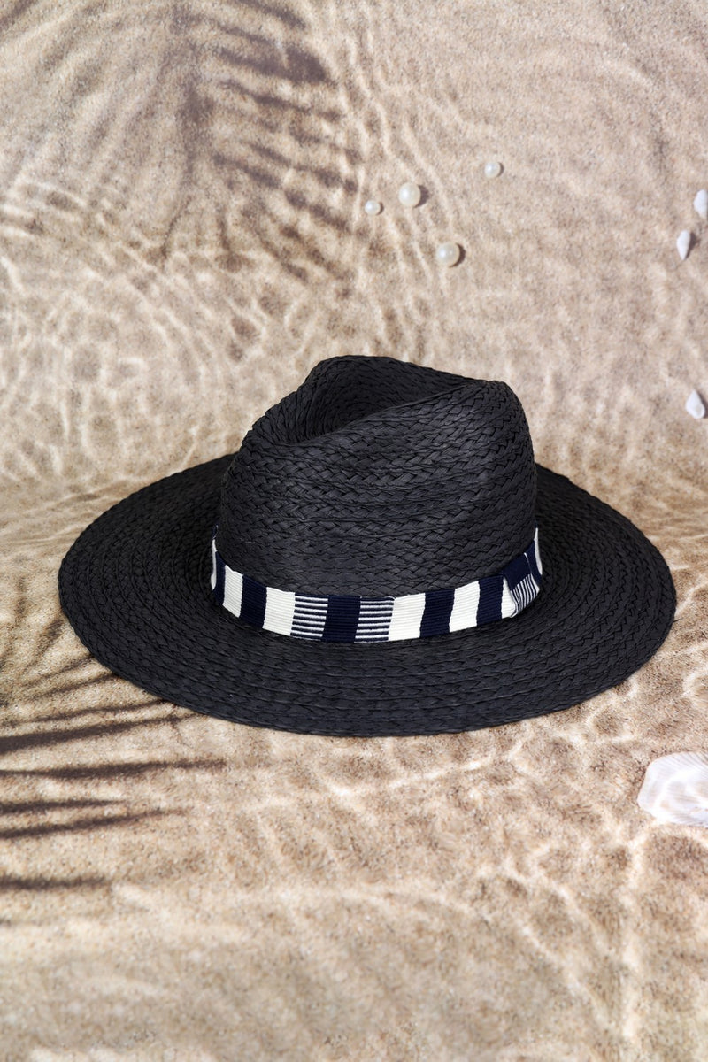 Blake Striped Band Sun Hat - Black
