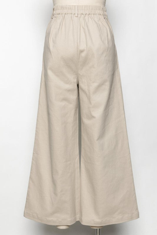 Final Touch Cropped Wide Leg Trousers - Stone