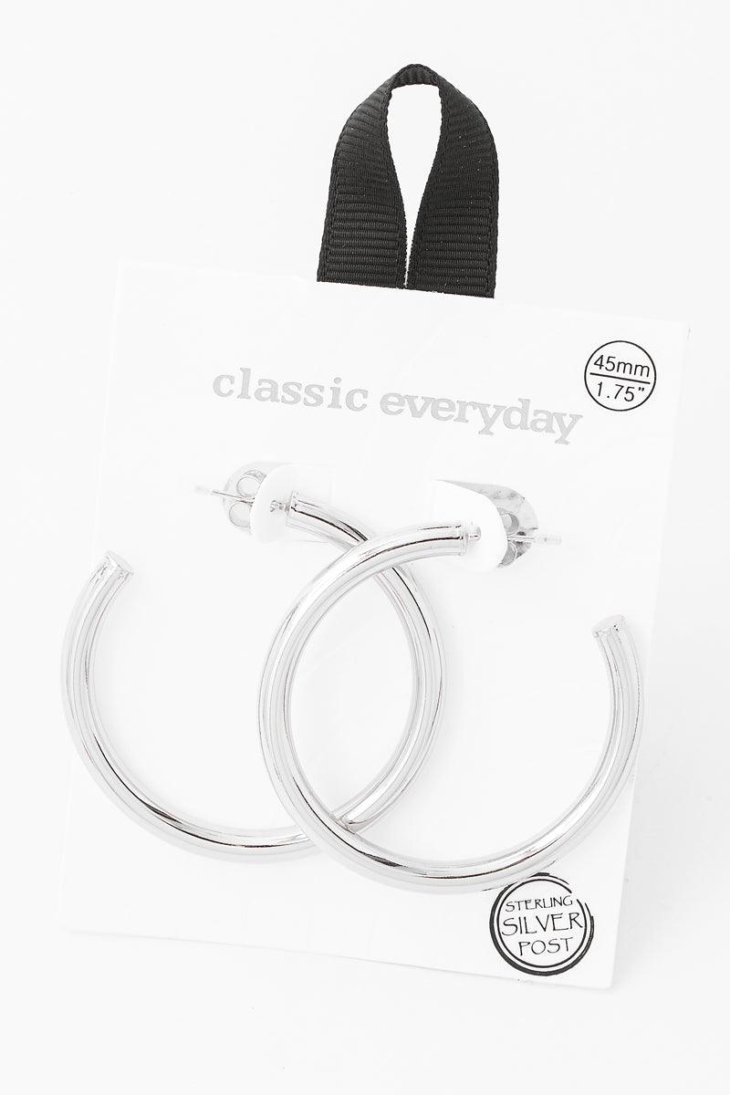 45MM Open Hoop Earrings - Silver - Pineapple Lain Boutique