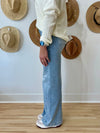 Risen High Rise Wide Leg Slant Pocket Jeans - Light