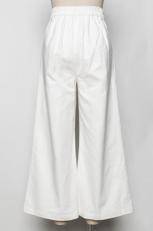 Final Touch Cropped Wide Leg Trousers - Ivory