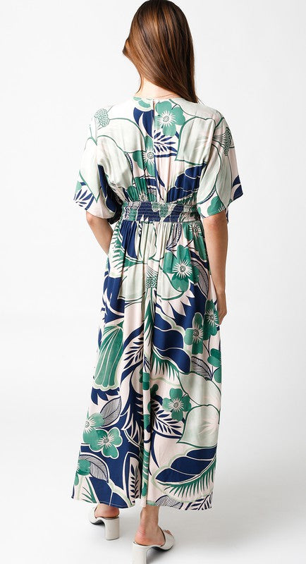 Tropical Florals Kimono Maxi Dress