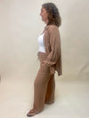 Coastal Drift Wide Leg Pants - Latte/Ivory