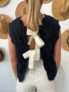 Bow & Go Reversible Sweater Vest - Black