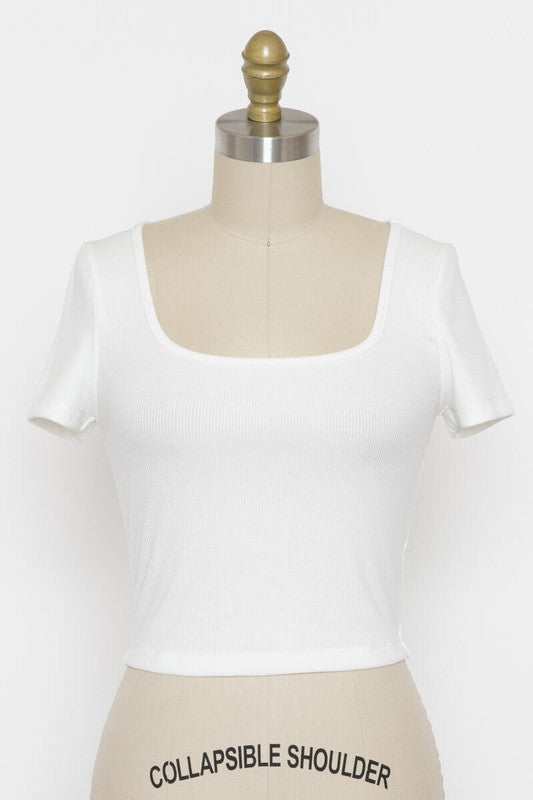 Final Touch Ribbed Jersey Crop Top - White