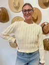 Textured Scallop Hem Sweater - Cream
