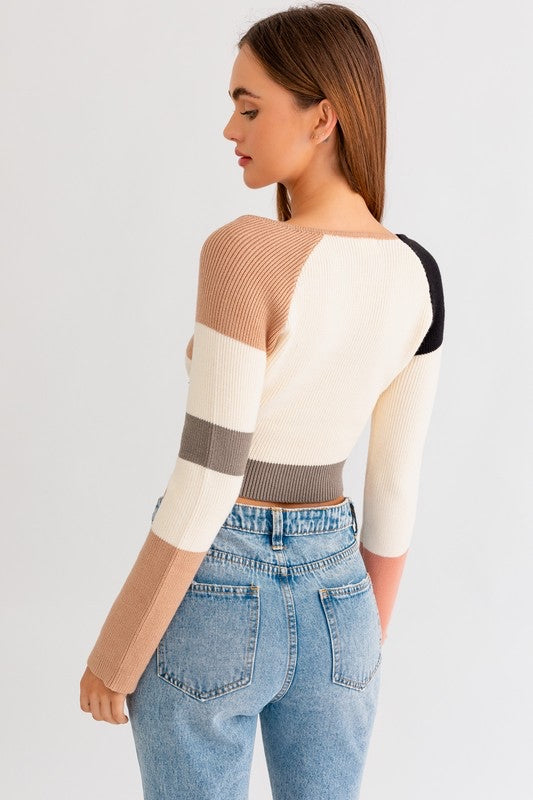 Cassidy Color Block Sweater - Black Multi