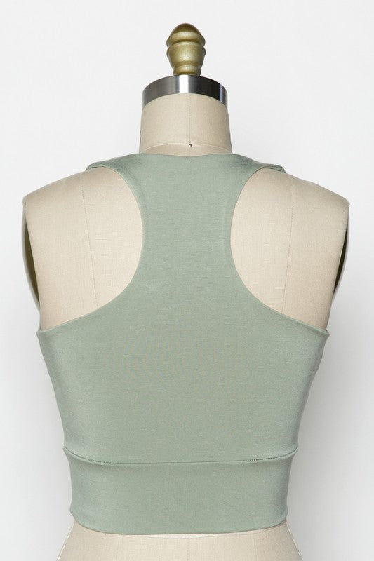 Final Touch Racer Back Cropped Top - Light Sage