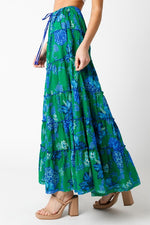 Olivaceous Sydney Green Blue Maxi Skirt