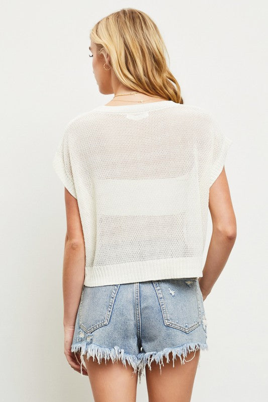 Sheer Sweater Top - Ivory