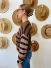 Mocha Striped Contrast Sweater