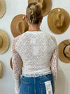 Luna Lace Henley Top - Off White