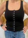 Tideview Cotton Button Tank - Black