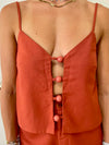 Trancoso Beaded Front Crop Top - Terracotta