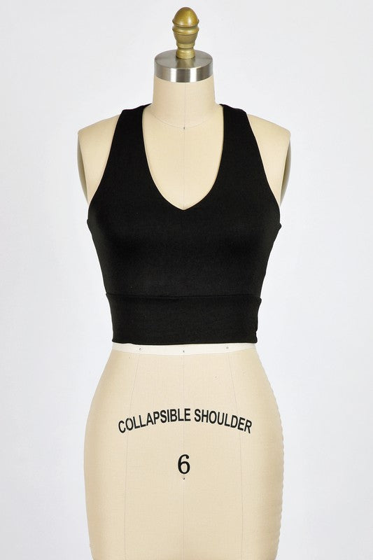 Final Touch Racer Back Cropped Top - Black