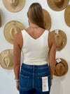 Final Touch V-Neck Cropped Top - Ivory
