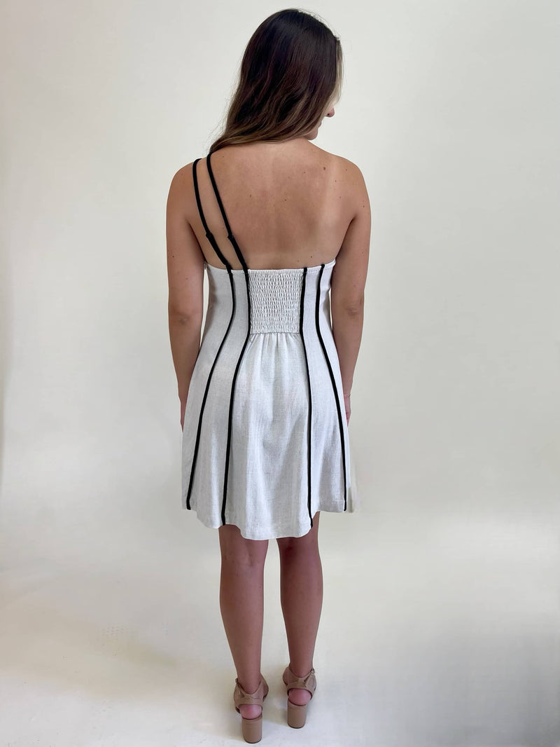 Fine Line One Shoulder Linen Dress