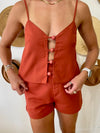 Trancoso Double Button Shorts - Terracotta