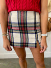 Good Tidings Plaid Skort - White